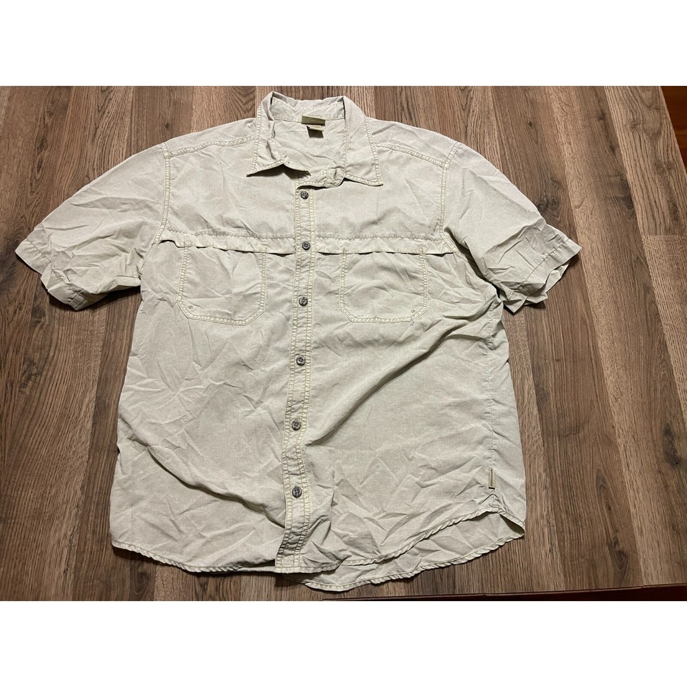 White Sierra Shirt, Men's Size Medium, Brown, Button Up, Short Sleeve, Pockets